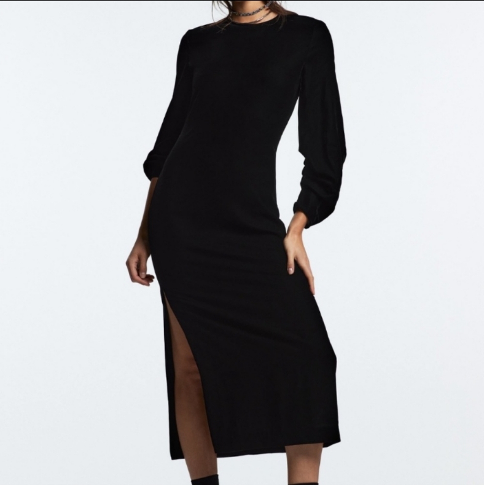 ZARA Velvet Long Sleeved Maxi Dress